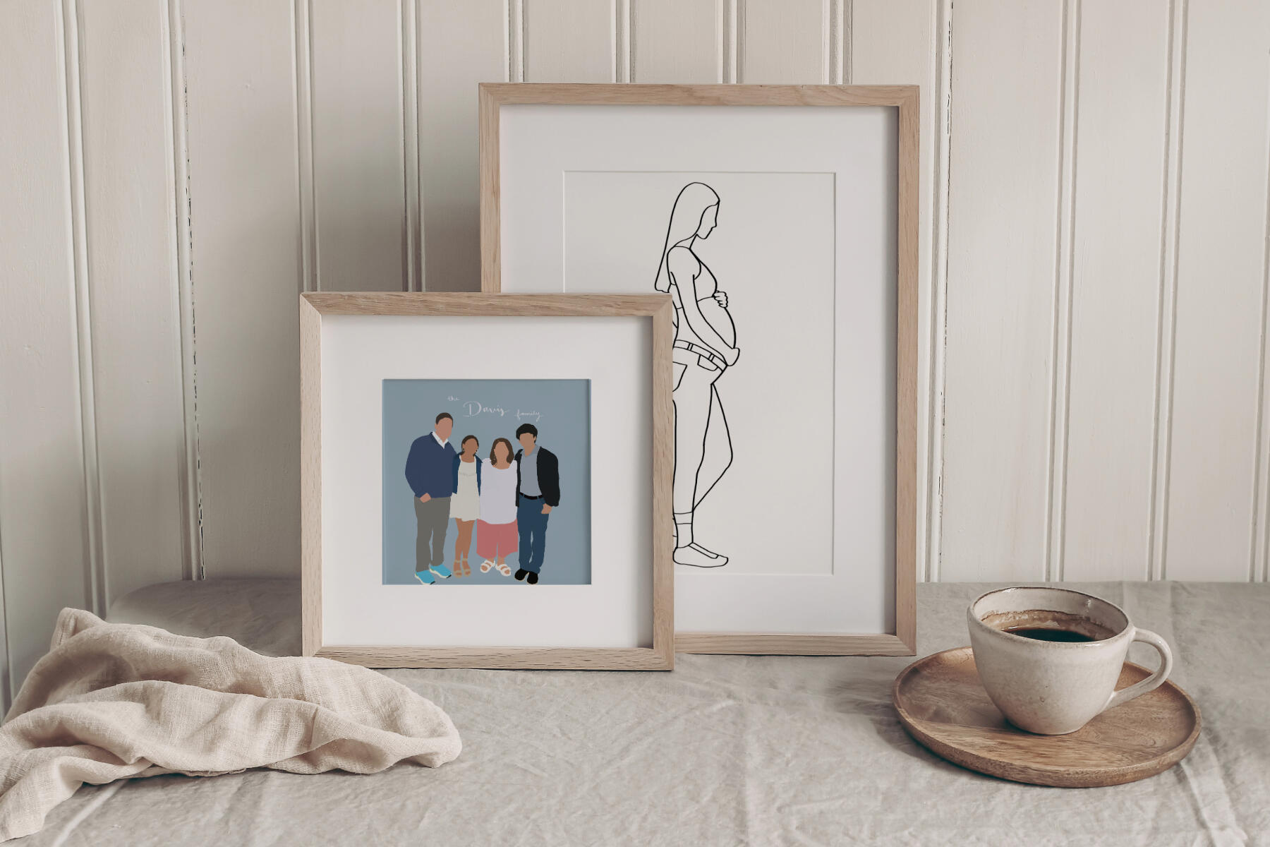 Handmade illustration mock ups.